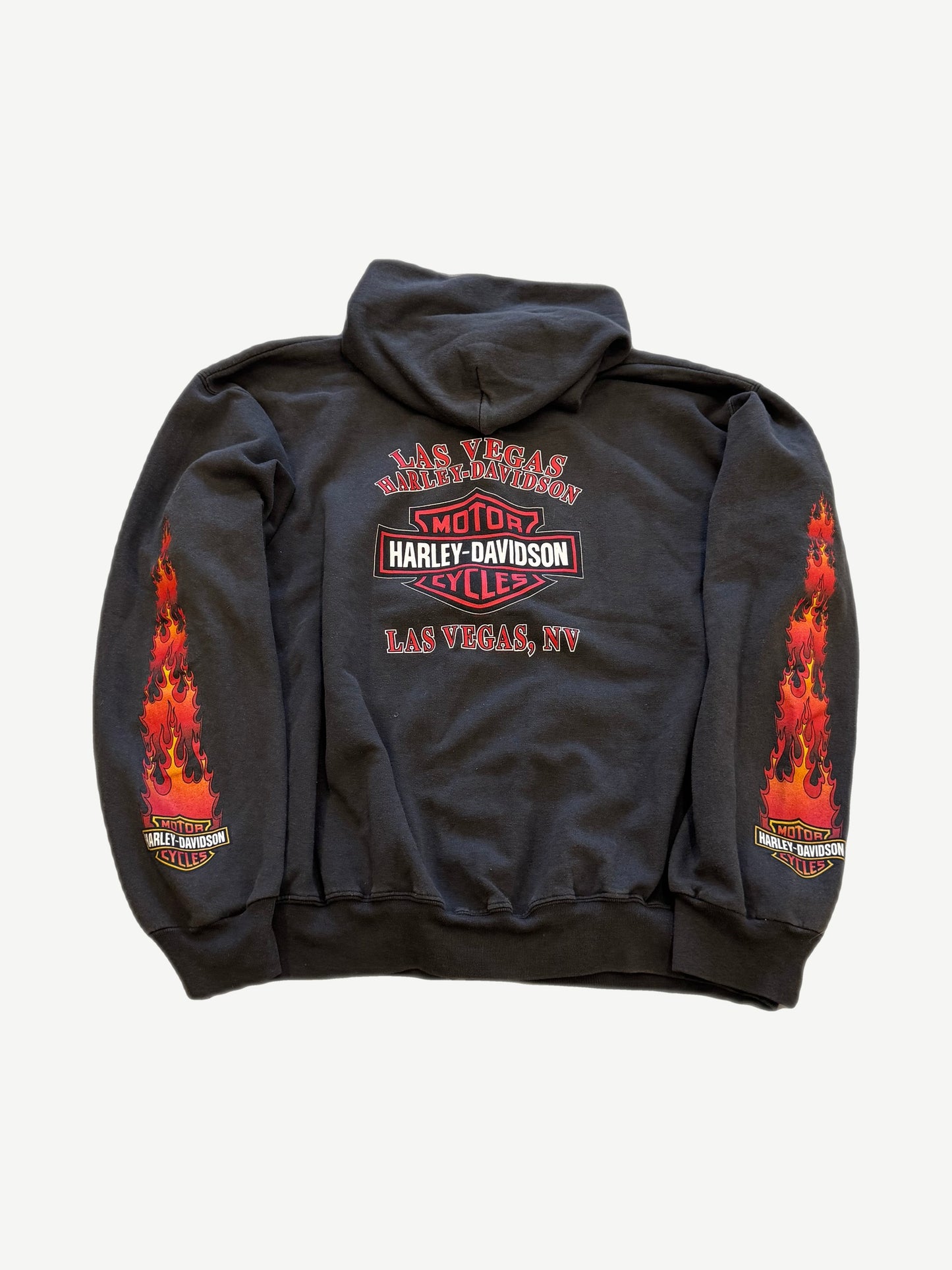 Vintage Harley Davidson Flame Sleeve Las Vegas Zipup