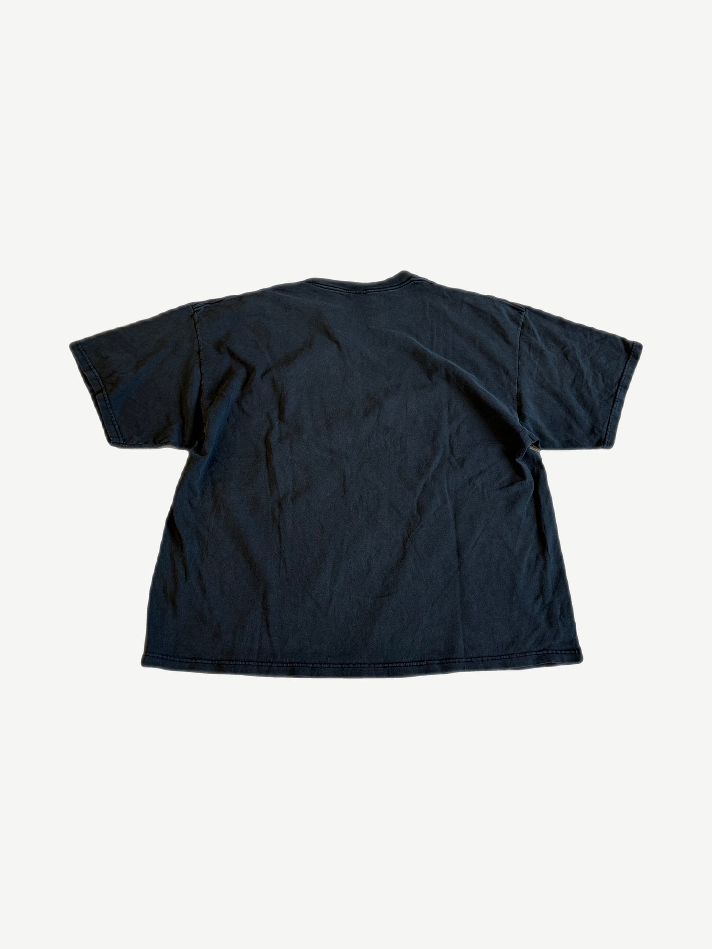 Vintage Korn black band tee back view with faded album cover horror-style graphic print