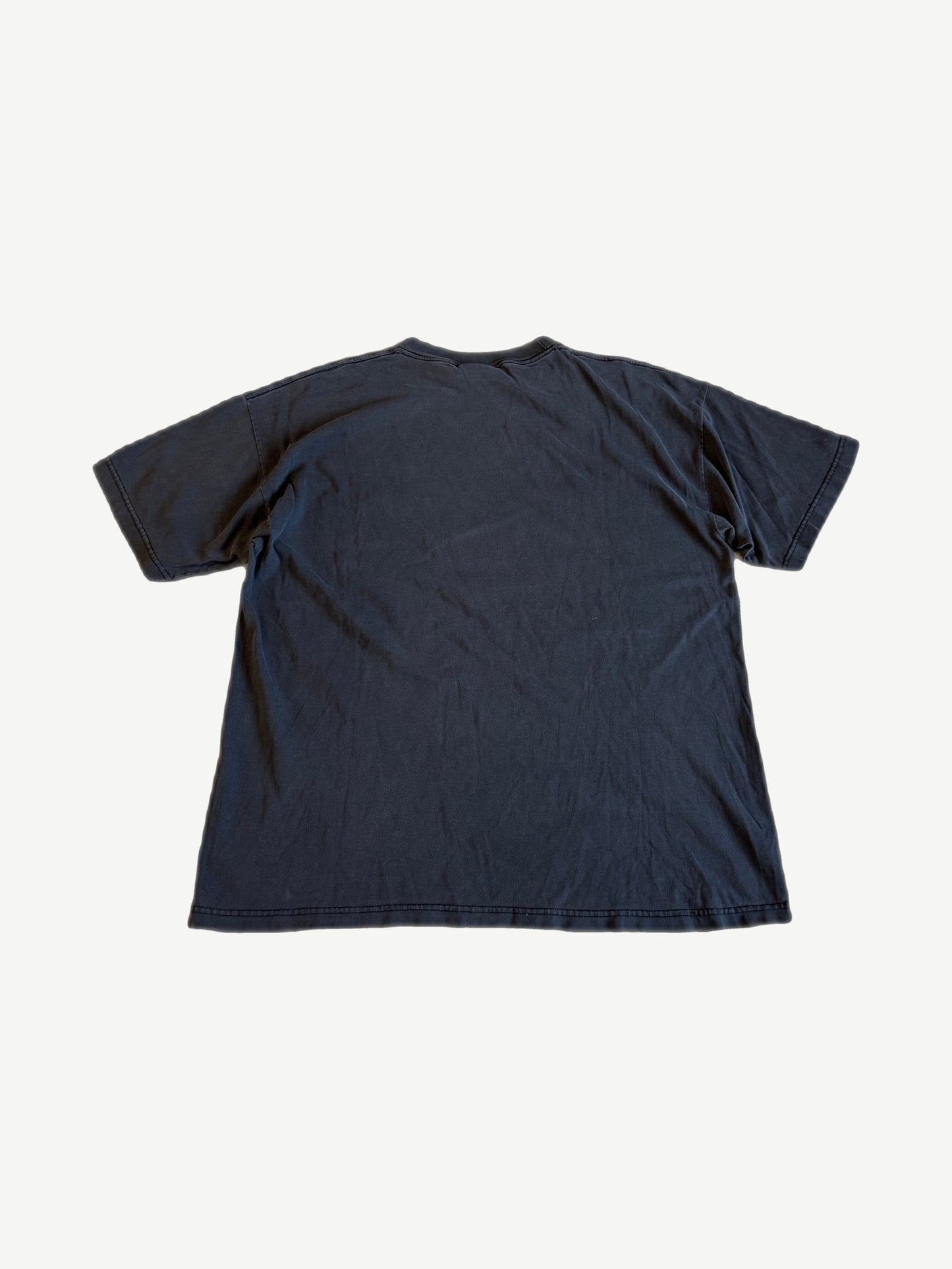 Vintage Ozzy Osbourne tee back view in worn faded black cotton with short sleeves.
