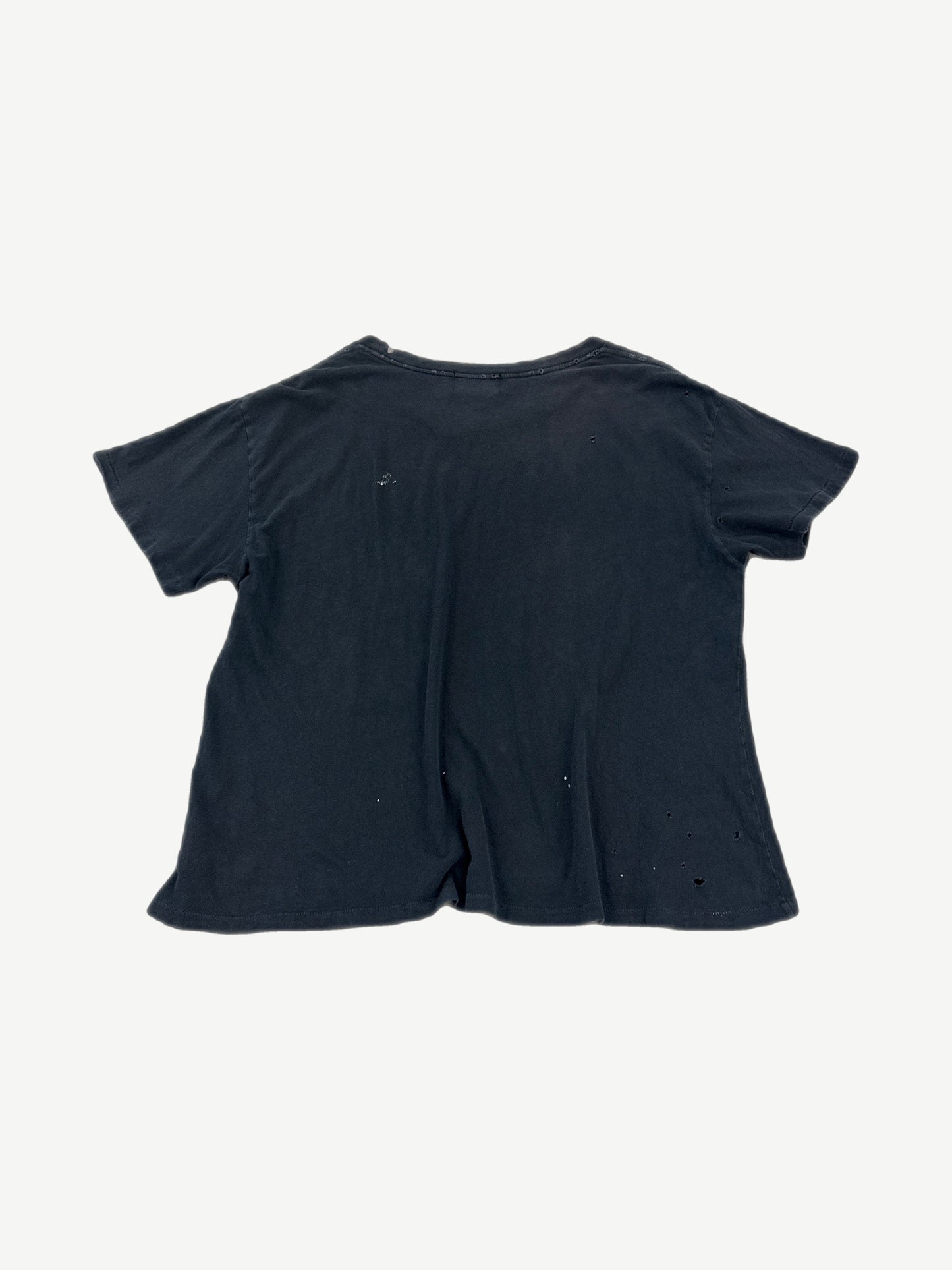 Enfants Riches Deprimes faded gray distressed tee back view showing washed cotton and frayed edges.