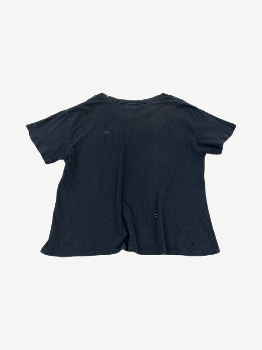 Enfants Riches Deprimes faded gray distressed tee back view showing washed cotton and frayed edges.