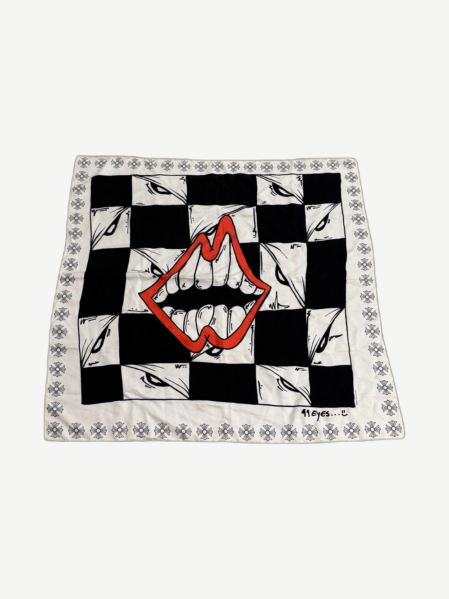 Chrome Hearts Matty Boy Chomper Silk Scarf White/Black