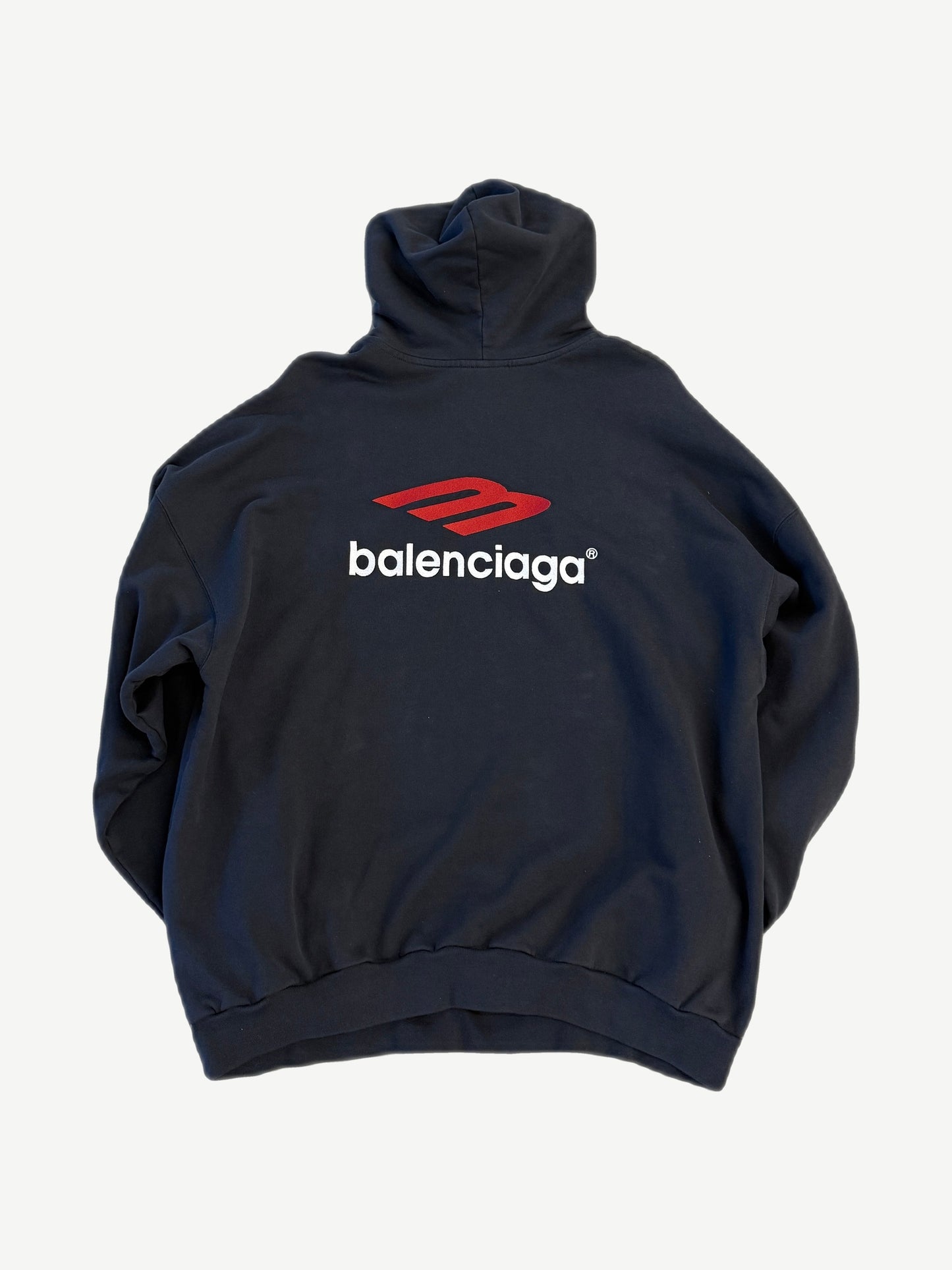 Balenciaga 3B Sports Icon black zip-up hoodie back with white Paris 10 soccer-jersey print