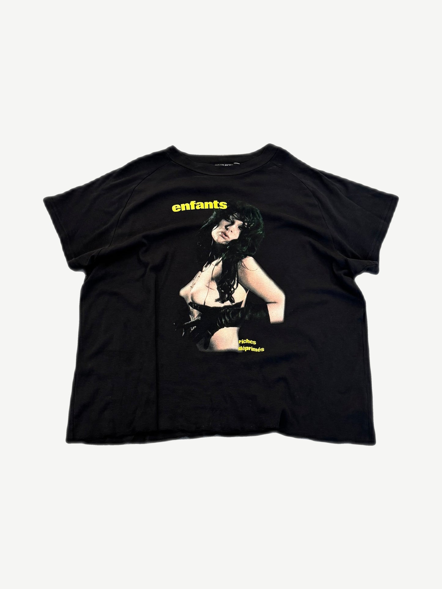 Enfants Riches Deprimes Slave Girl raglan tee in white with black sleeves and hand-painted ERD graphic.