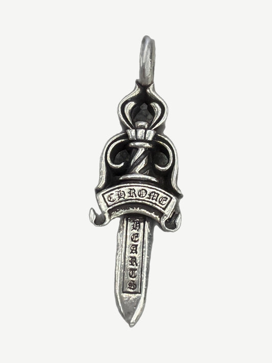 Chrome Hearts Double Dagger pendant reverse view showing detailed silver casting and bail loop.