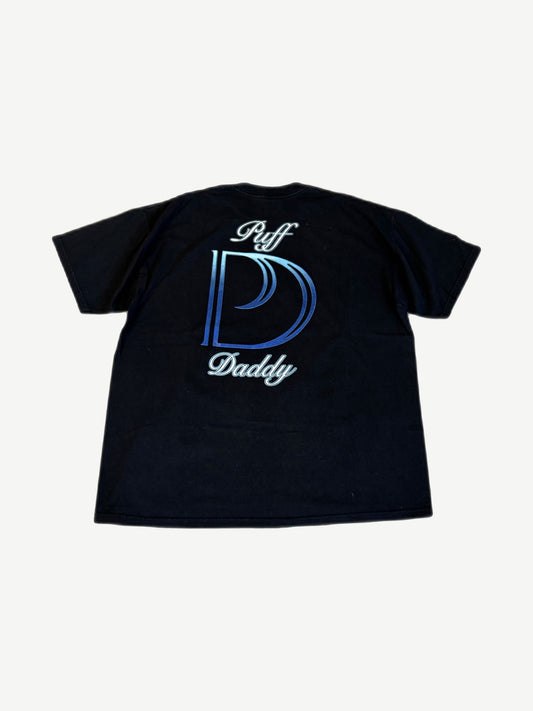 Vintage Puff Daddy No Way Out tour tee back with blue chrome PD monogram and Puff Daddy script