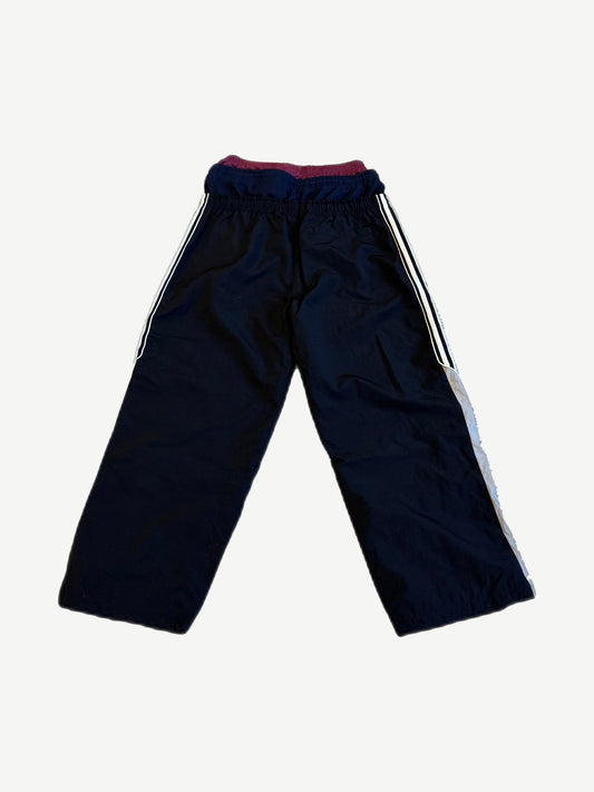 Protocol Index black 3-layered track pants back view with white side stripes and burgundy waist
