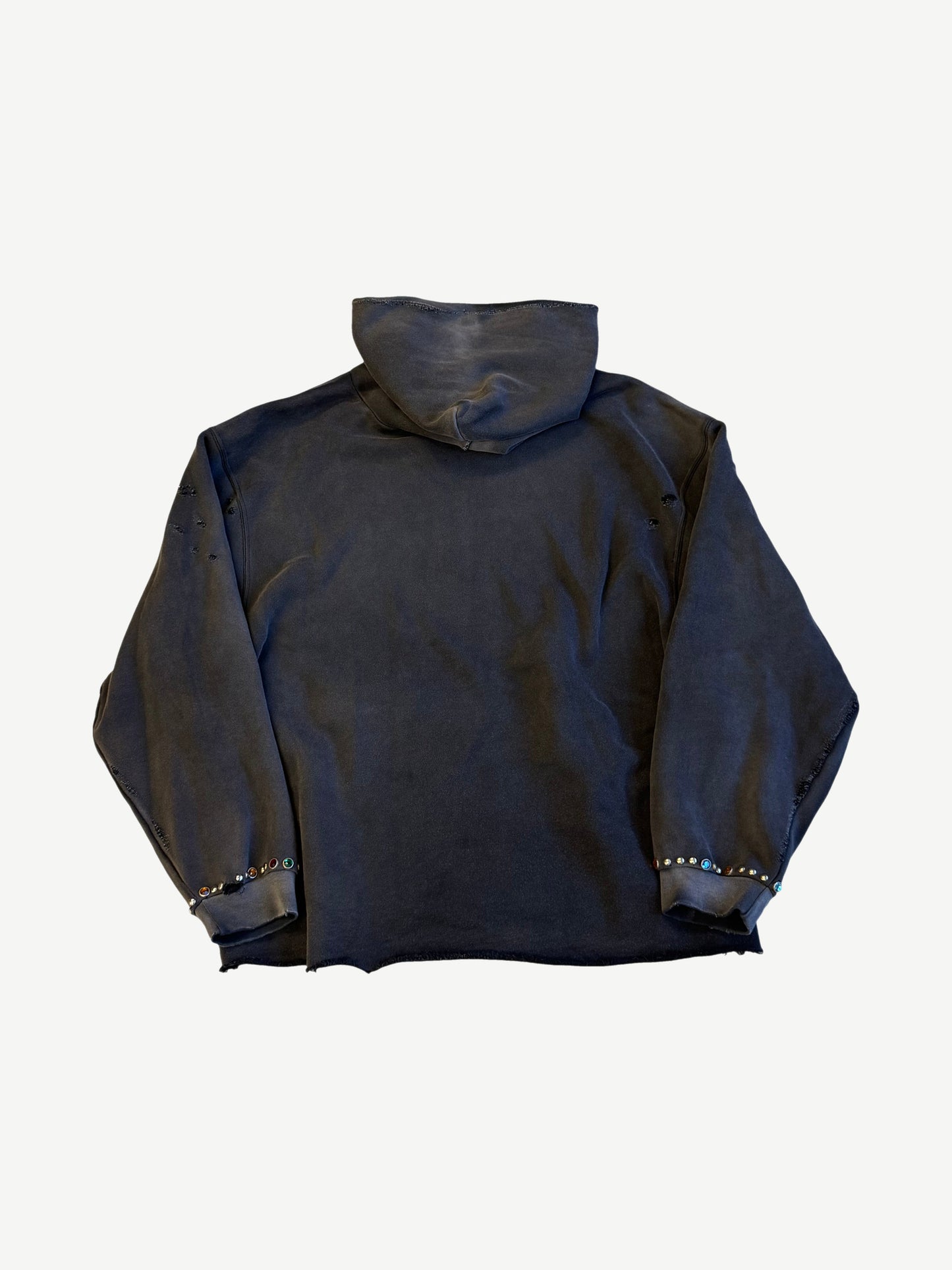 Satoshi Nakamoto Black V Cut Destructo Studded Hoodie
