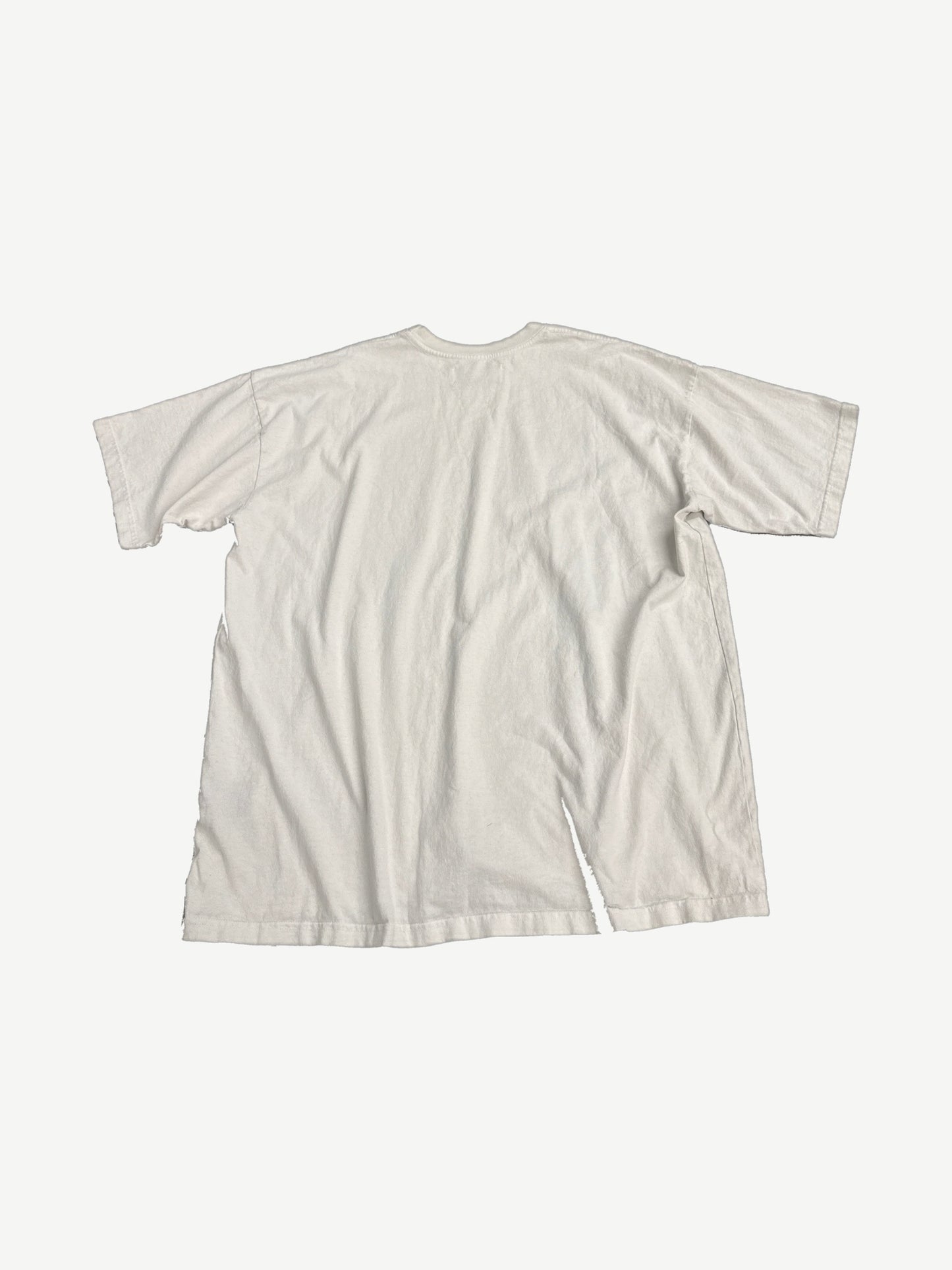 Satoshi Nakamoto plain white cotton tee back view with crew neck and short sleeves
