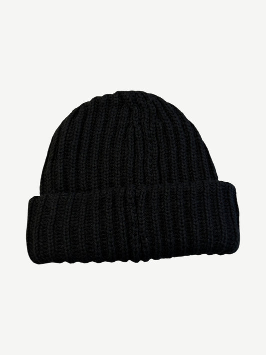 Supreme Black Classic Logo Chunky Ribbed Beanie