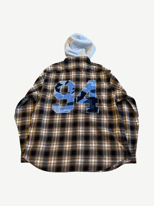 Supreme Brown Applique Hooded Flannel Shirt