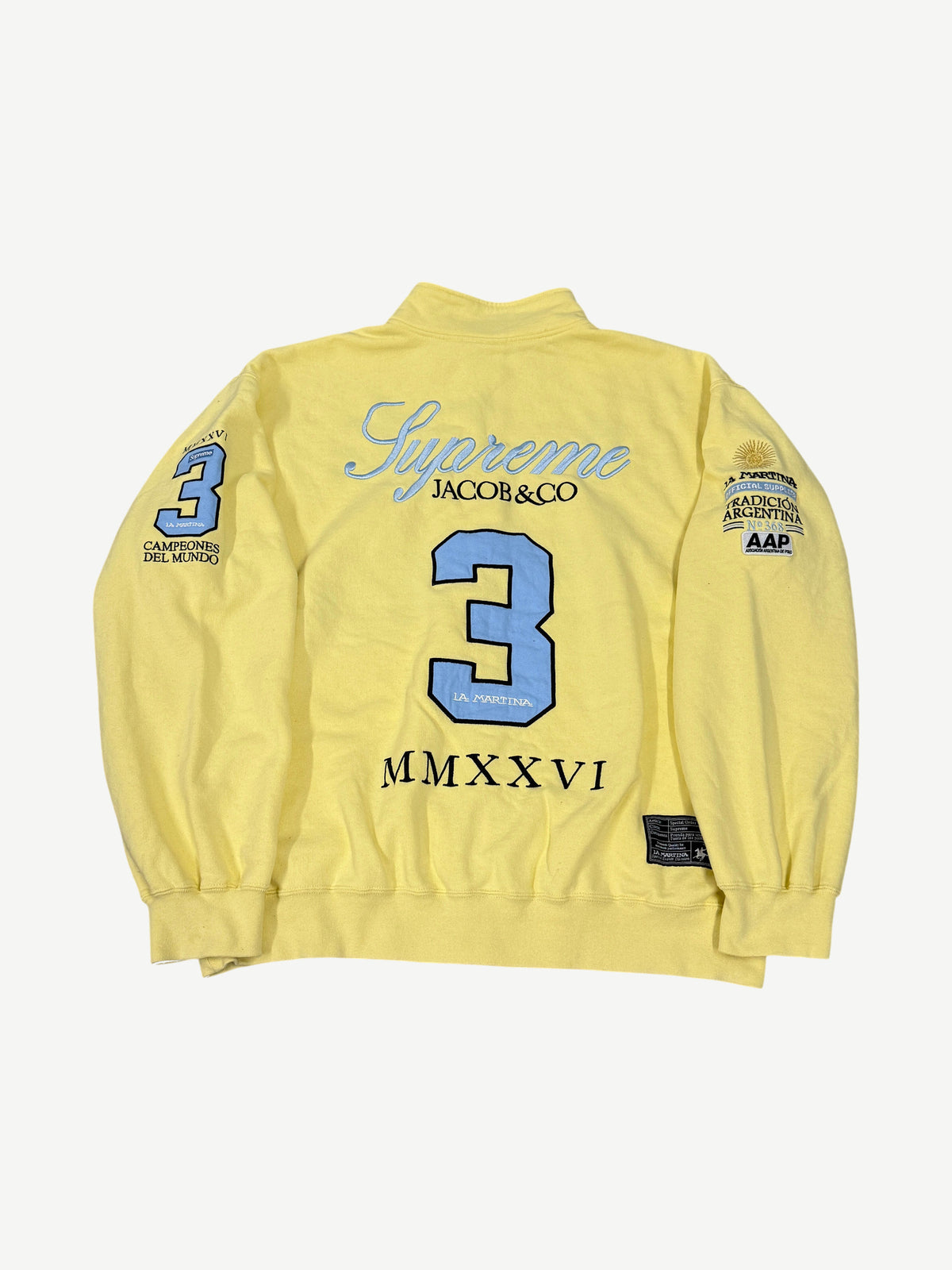 Supreme La Martina Yellow Zip Up Sweatshirt