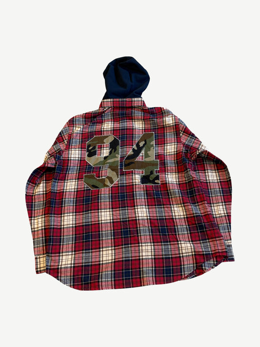 Supreme Red Applique Hooded Flannel Shirt