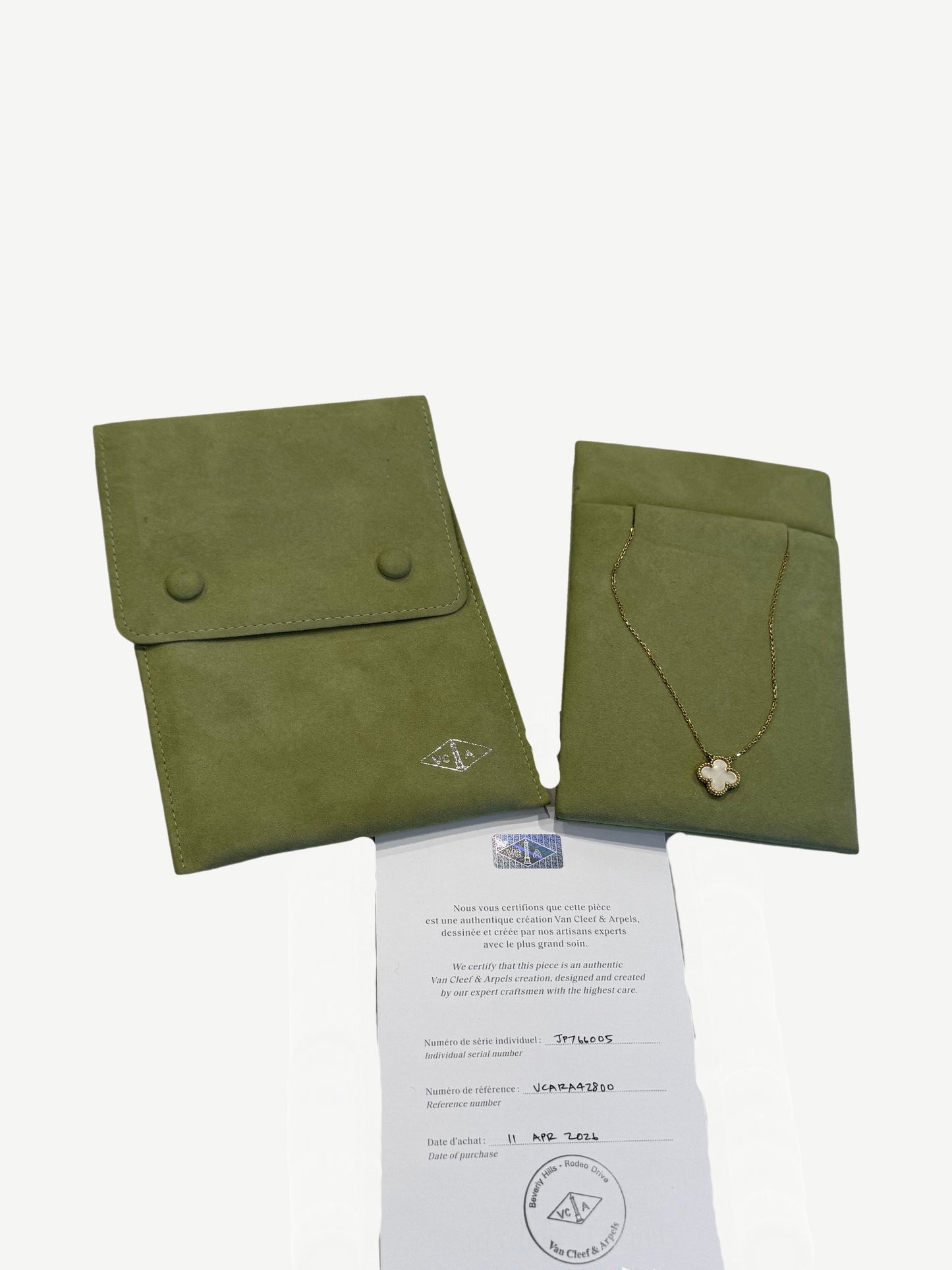 Van Cleef & Arpels 18k Gold Mother of Pearl Alhambra Pendant