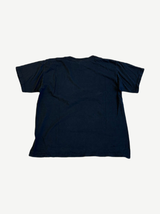 Vintage 2008 Obama campaign tee back view, plain faded navy cotton with no rear graphic detail.