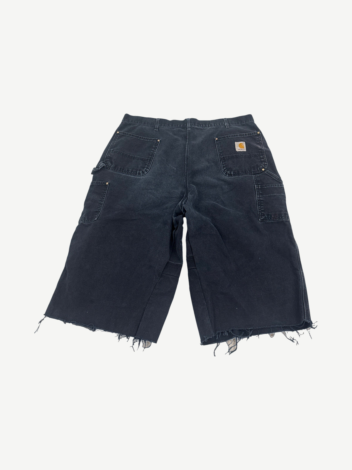 Vintage Carhartt Black Thrashed Reworked Double Knee Carpenter Capri Shorts