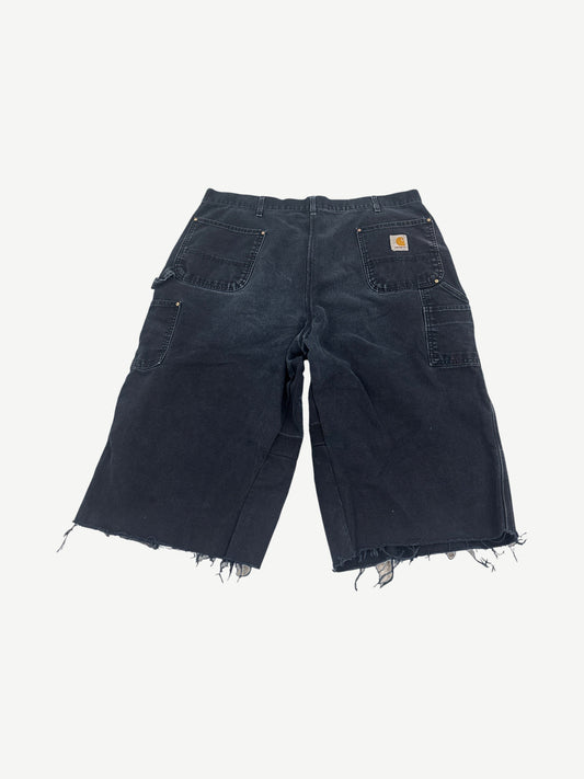 Vintage Carhartt Black Thrashed Reworked Double Knee Carpenter Capri Shorts