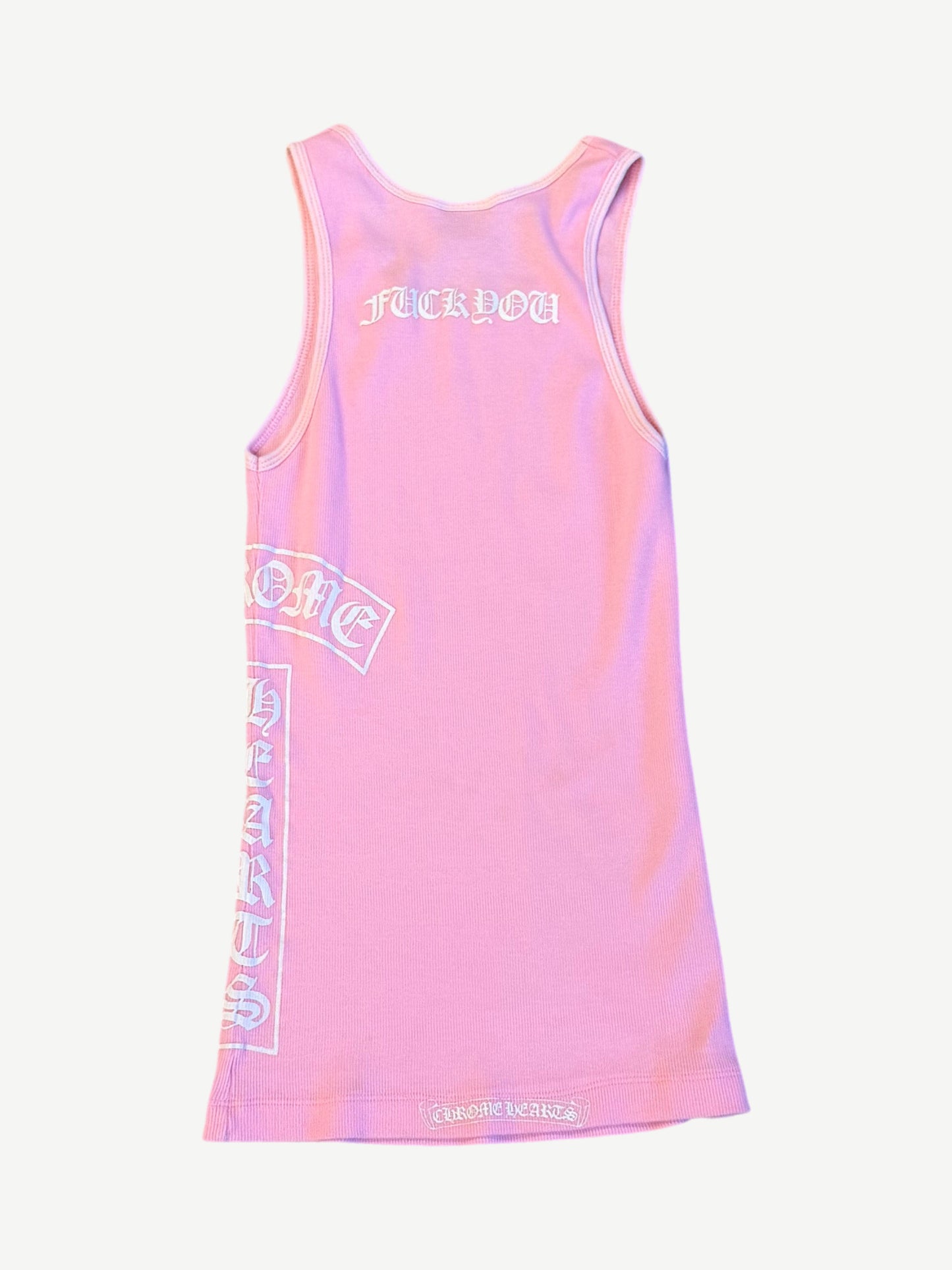 Vintage Chrome Hearts Pink Cross T-Bar Tank Top