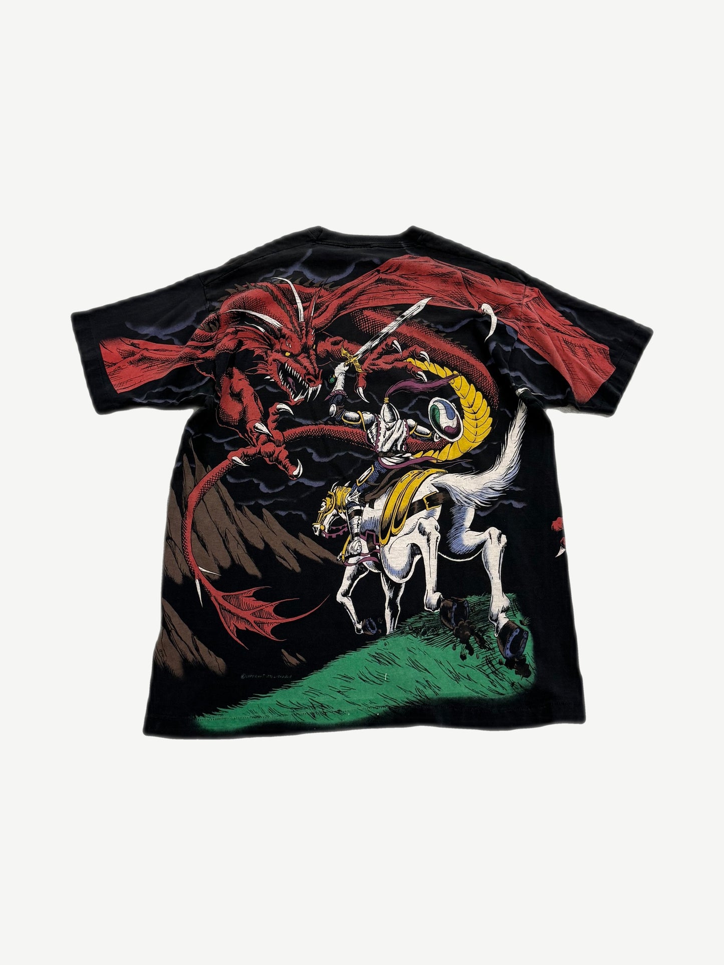 Vintage Dragons Liquid Blue Allover Print Tee