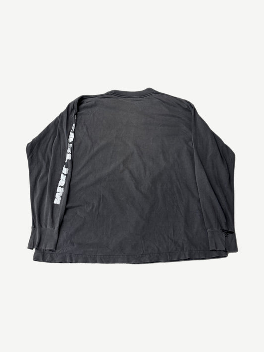 Vintage Pearl Jam Alive longsleeve back, faded black with white stickman sleeve print detail