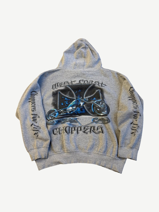 Vintage Gray West Coast Choppers For Life Motorcycle Hoodie