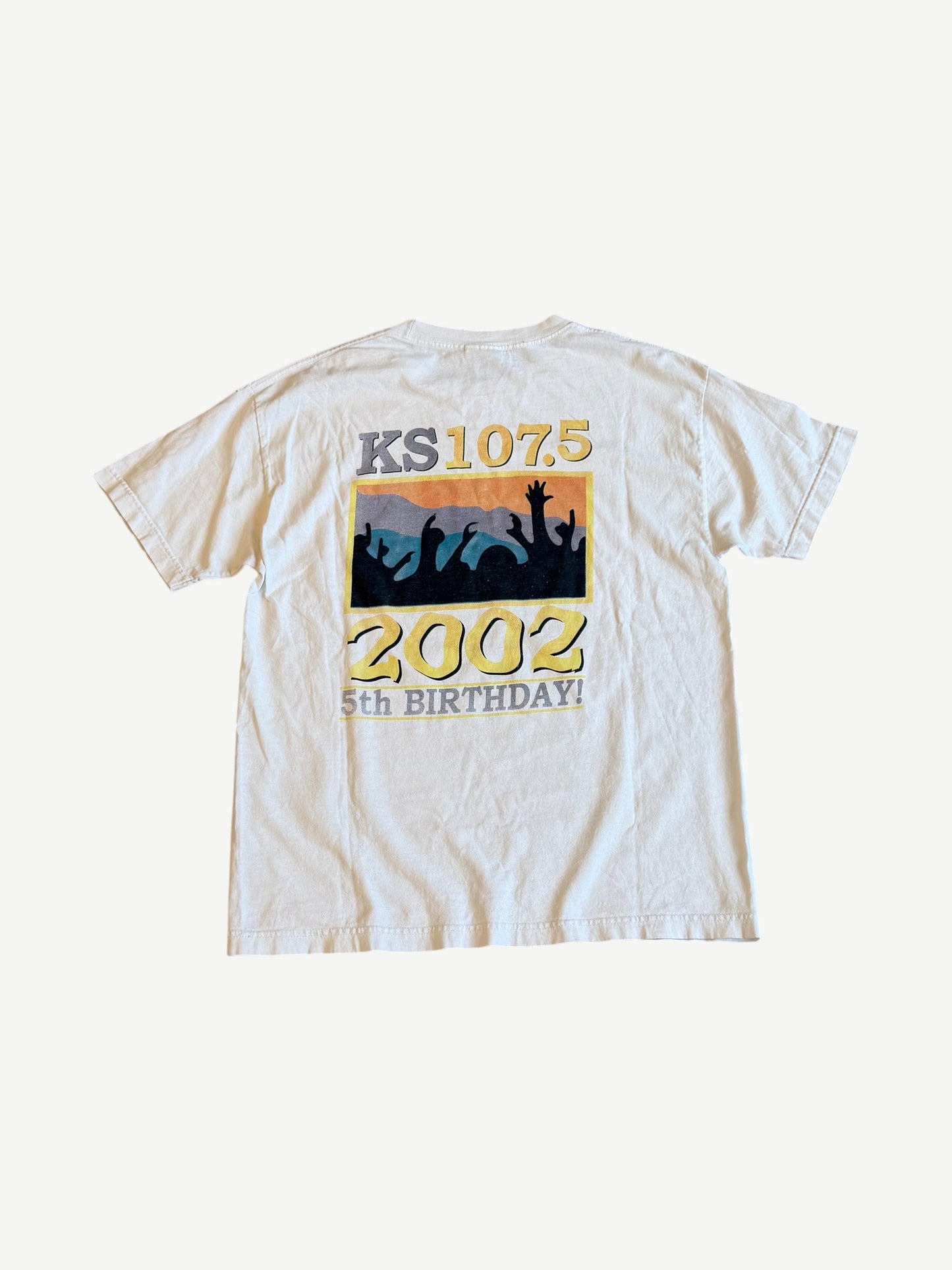 Vintage Hot 97 Summer Jam concert tee back with KS 107.5 2002 5th Birthday crowd graphic