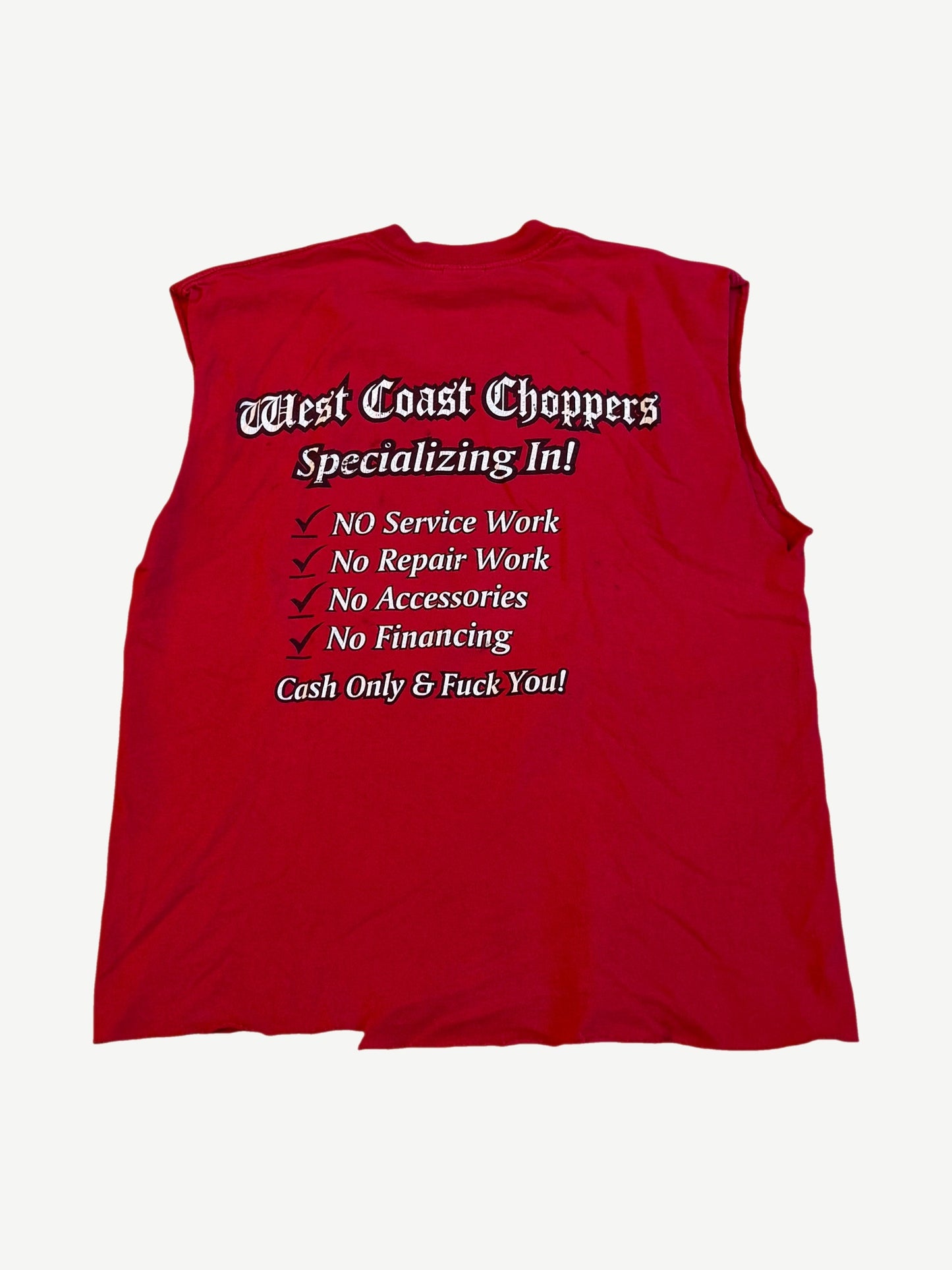 Vintage Red West Coast Choppers Cash Only Cutoff Tee