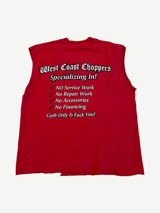 Vintage Red West Coast Choppers Cash Only Cutoff Tee