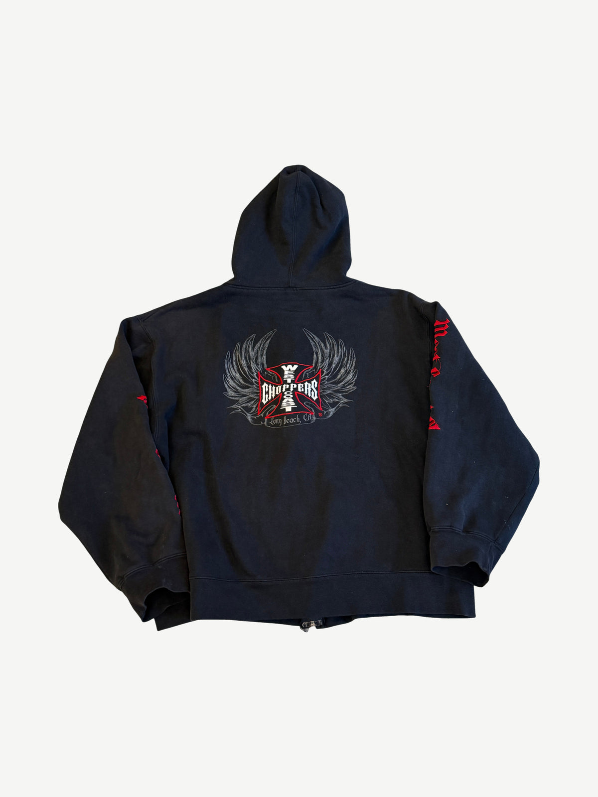 Vintage West Coast Choppers Black Red Thermal Lined Zipup