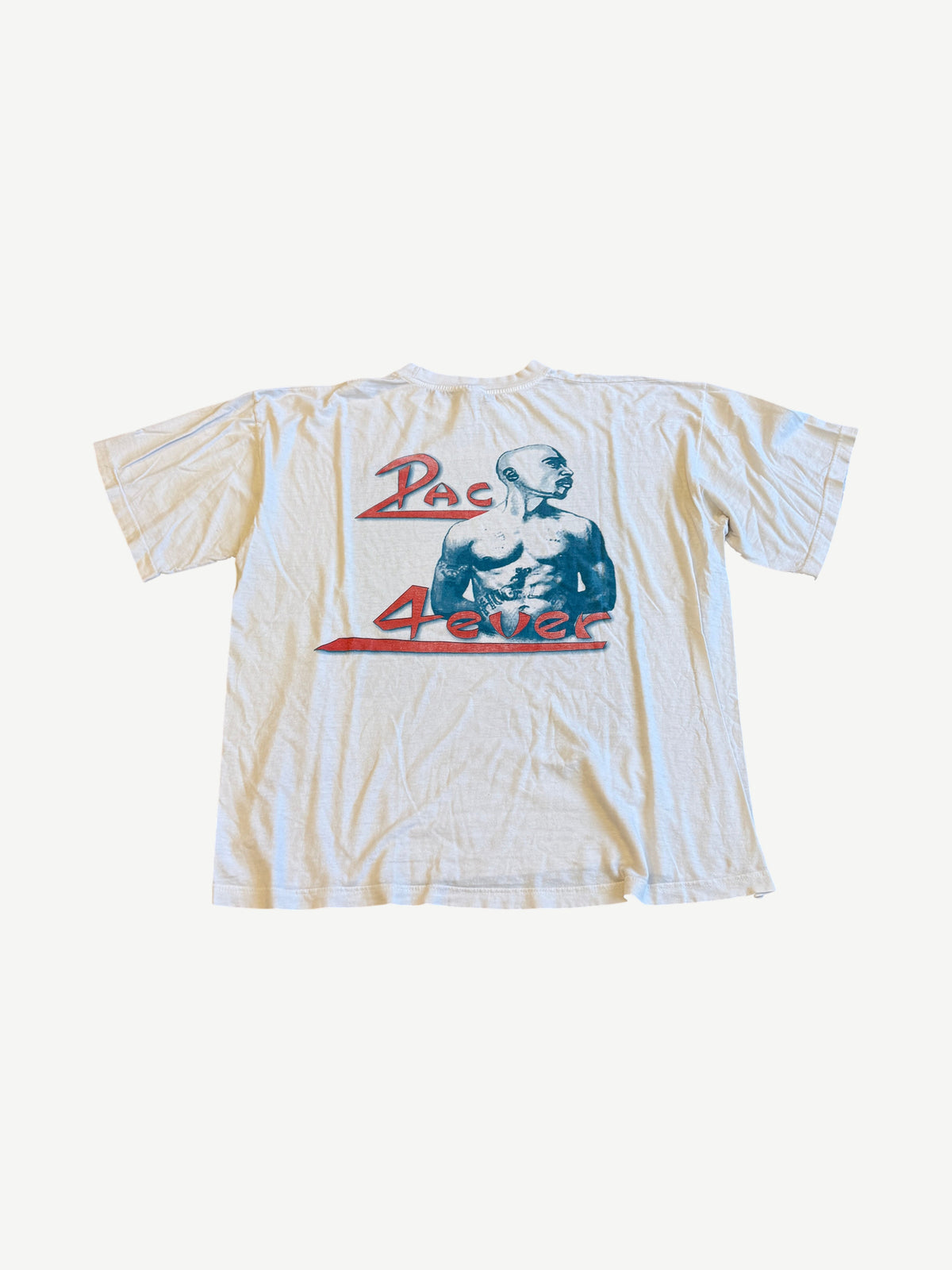 Vintage White Tupac Shakur His Music Lives On Portrait Tee