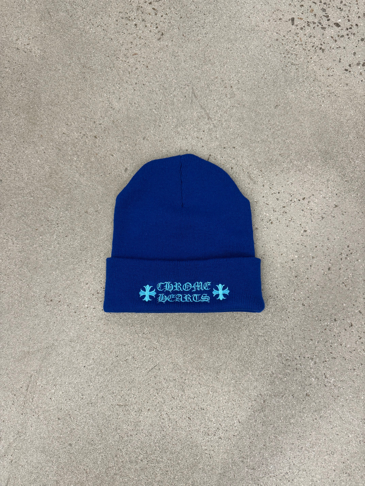 Chrome Hearts Blue Script Logo Beanie