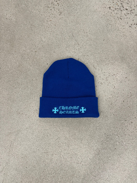 Chrome Hearts Blue Script Logo Beanie