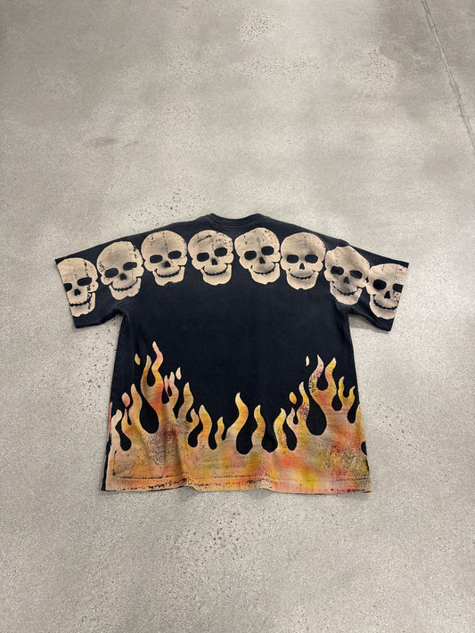 Satoshi Nakamoto Lost Boys tee, back view showing oversized photographic horror movie print