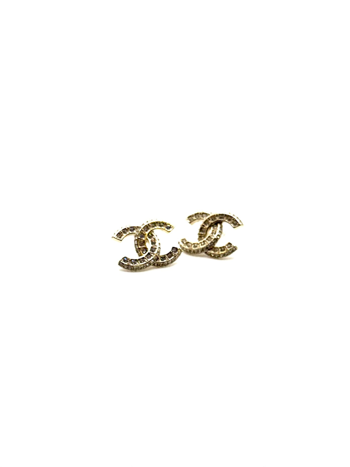 Chanel Silver Crystal CC Logo Earrings Set