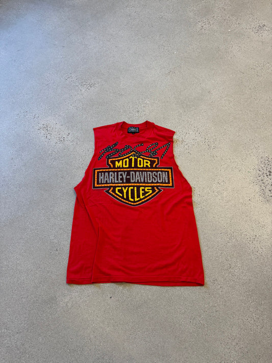 Bossi Vintage Red Harley Davidson Cutoff Tee