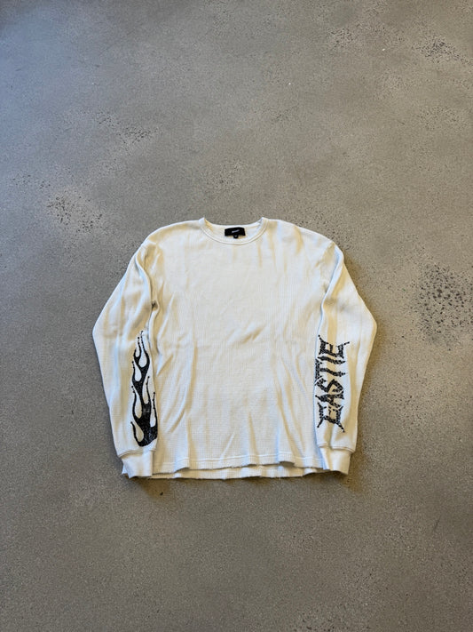 Bossi Eastie White Rhinestone Logo Thermal Longsleeve