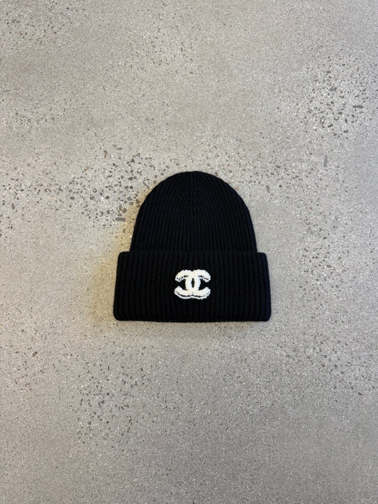 Chanel Black CC Cashmere Beanie