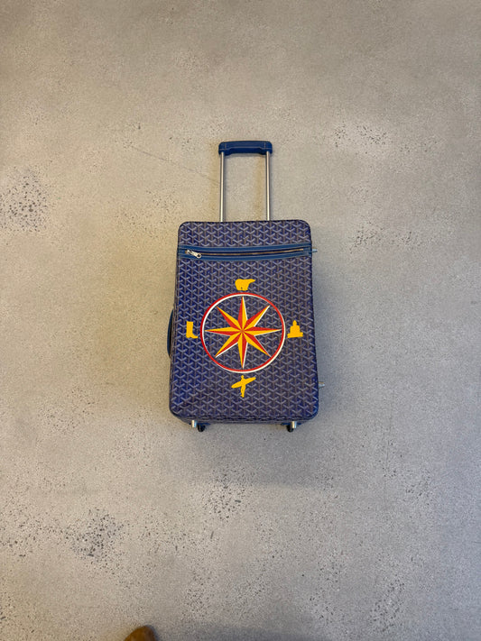 Goyard Navy Goyardine Trolley PM Suitcase