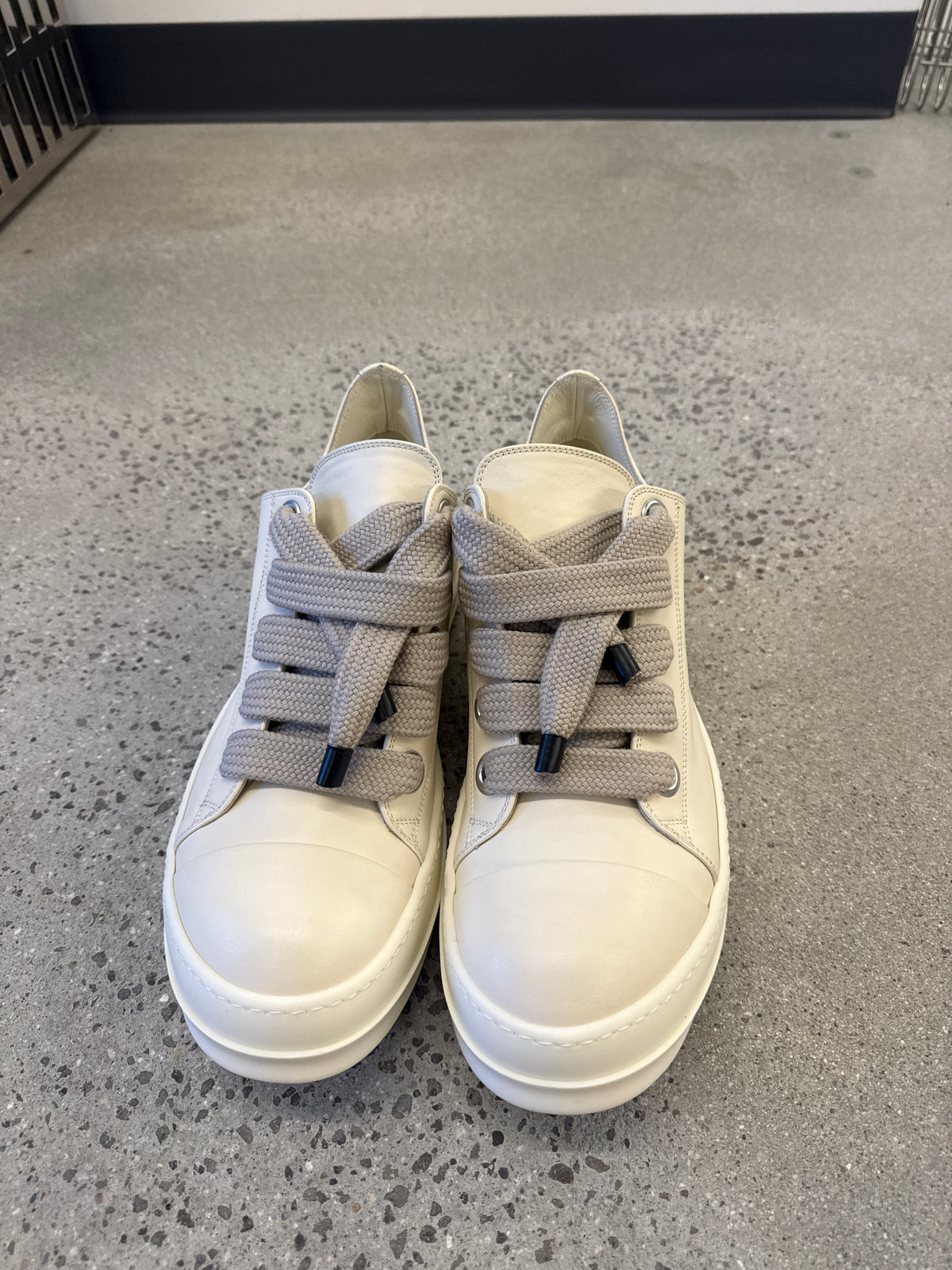 Rick Owens Mainline Milk Leather Jumbo Lace Sneakers