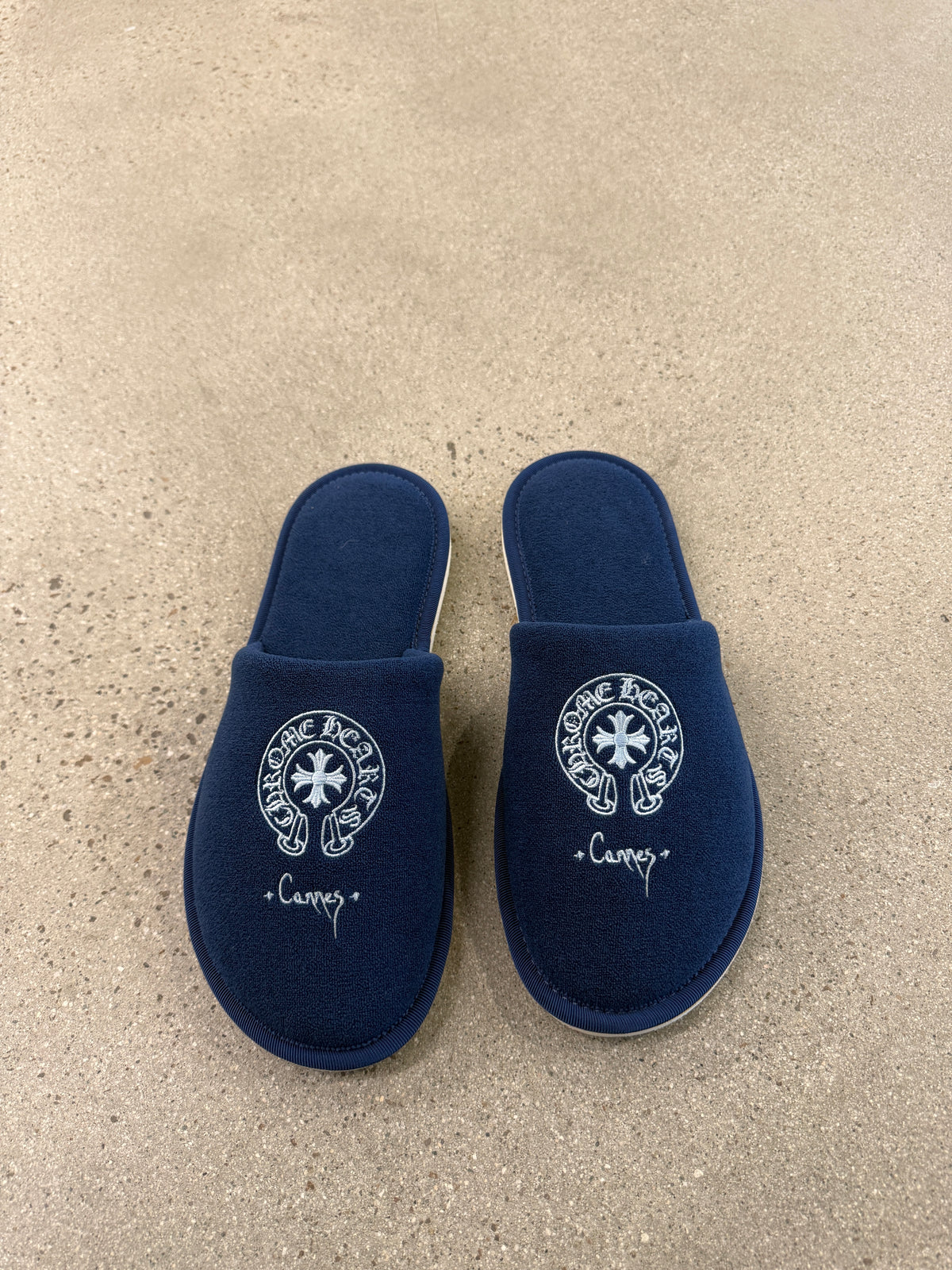 Chrome Hearts Cannes Exclusive Blue Hotel Slippers