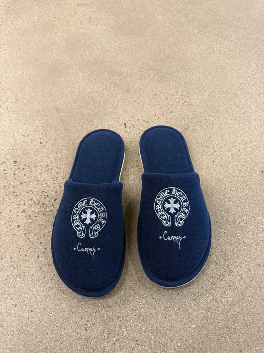 Chrome Hearts Cannes Exclusive Blue Hotel Slippers