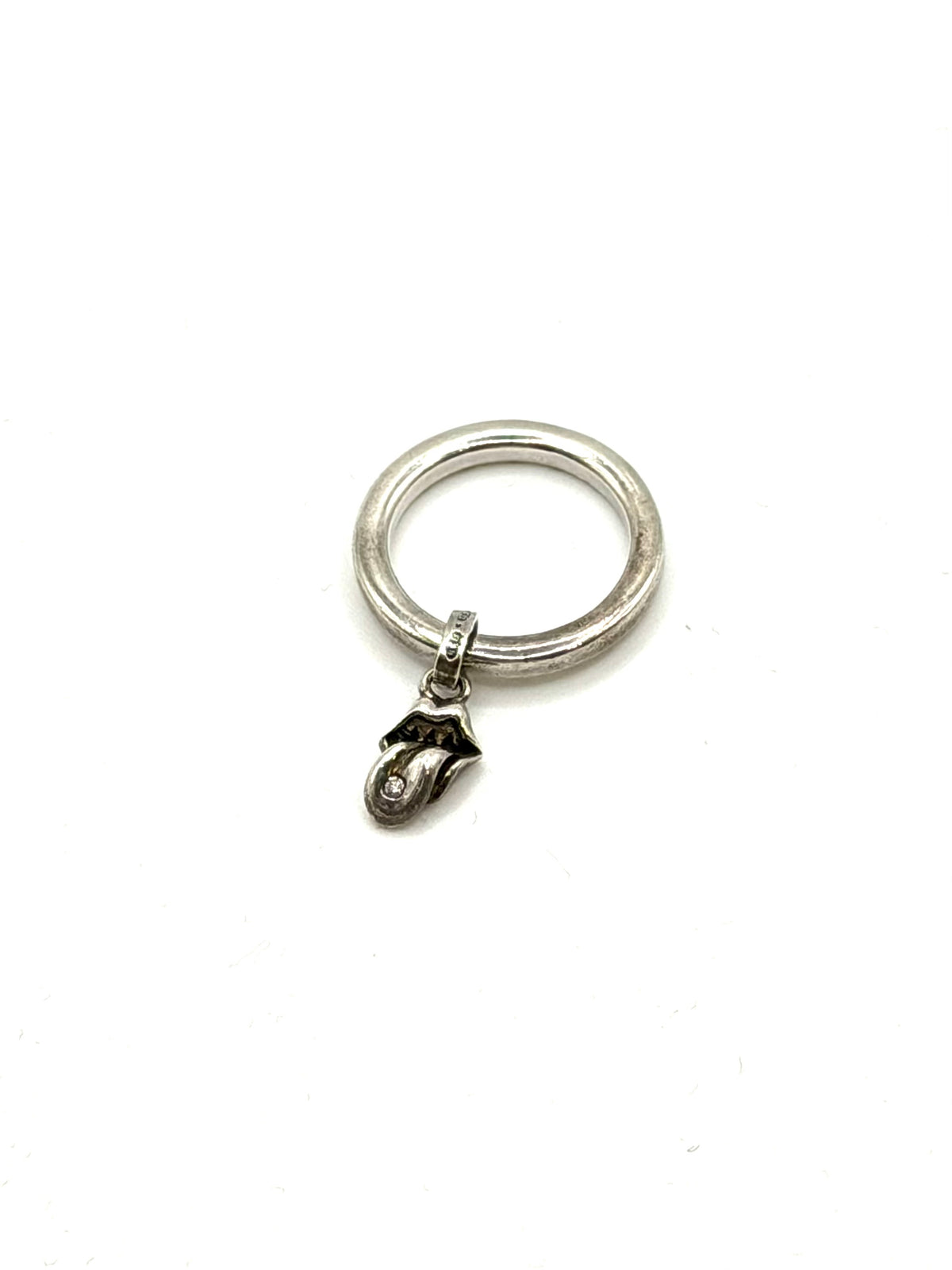 Chrome Hearts Silver Rolling Stones Diamonds Pendant Ring