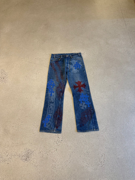 Chrome Hearts Levi's Stencil Cross Patch Jeans