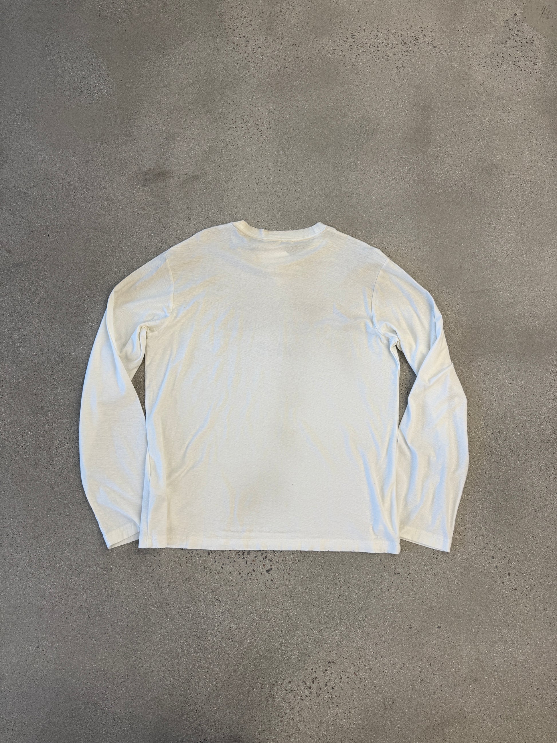 Acne Studios white logo longsleeve back view, plain cotton long sleeve with crewneck collar