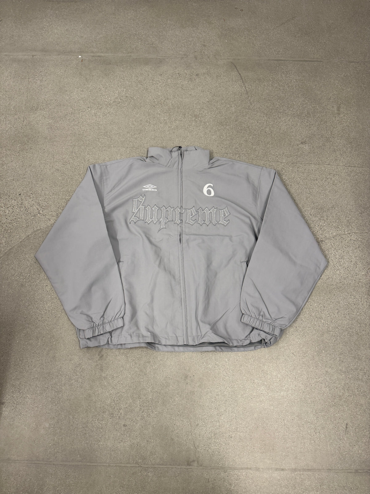 Supreme Umbro Light Grey Rhinestone Track Jacket
