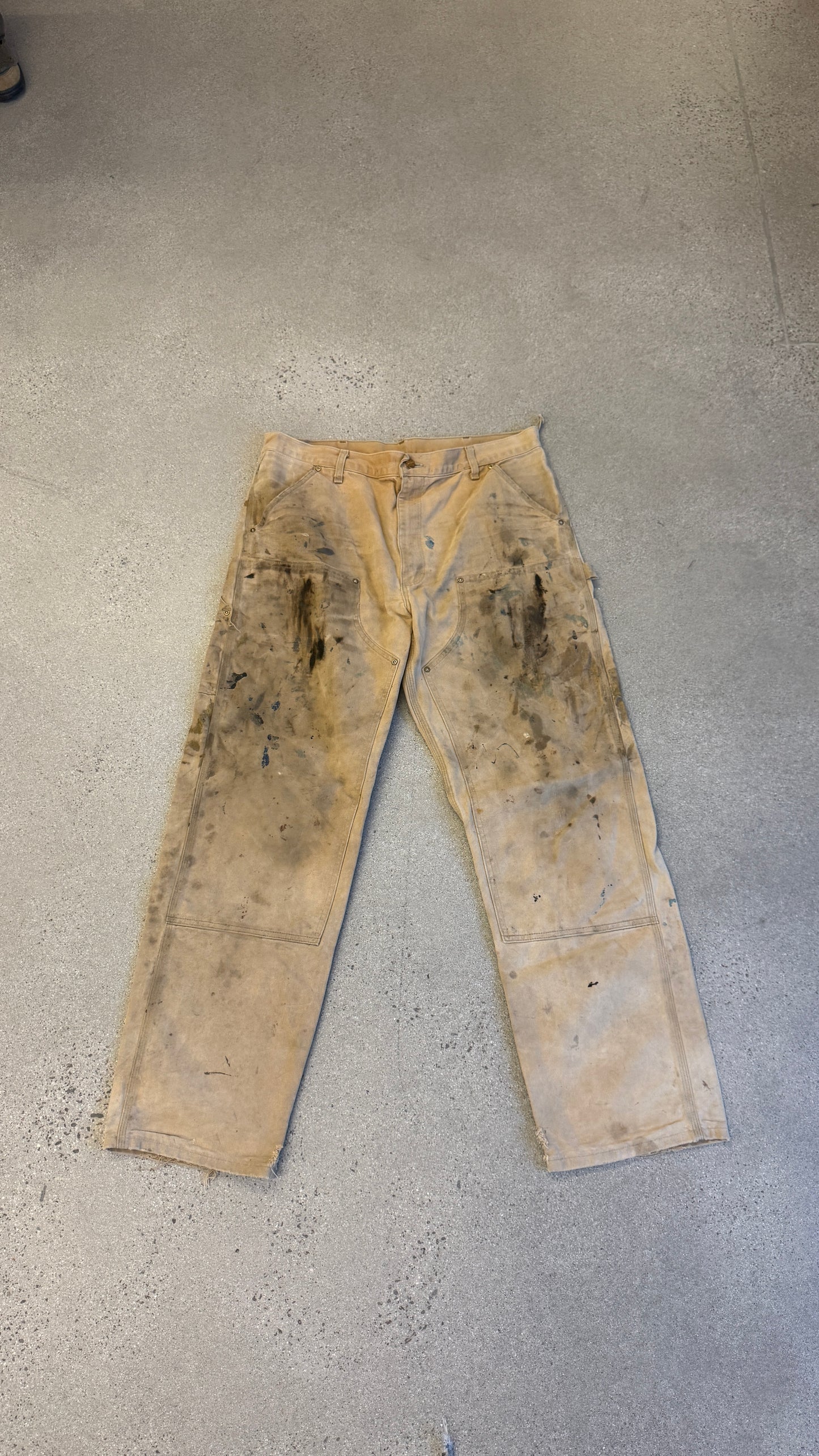 Vintage Tan Carhartt Painted Double Knee Carpenter Pants