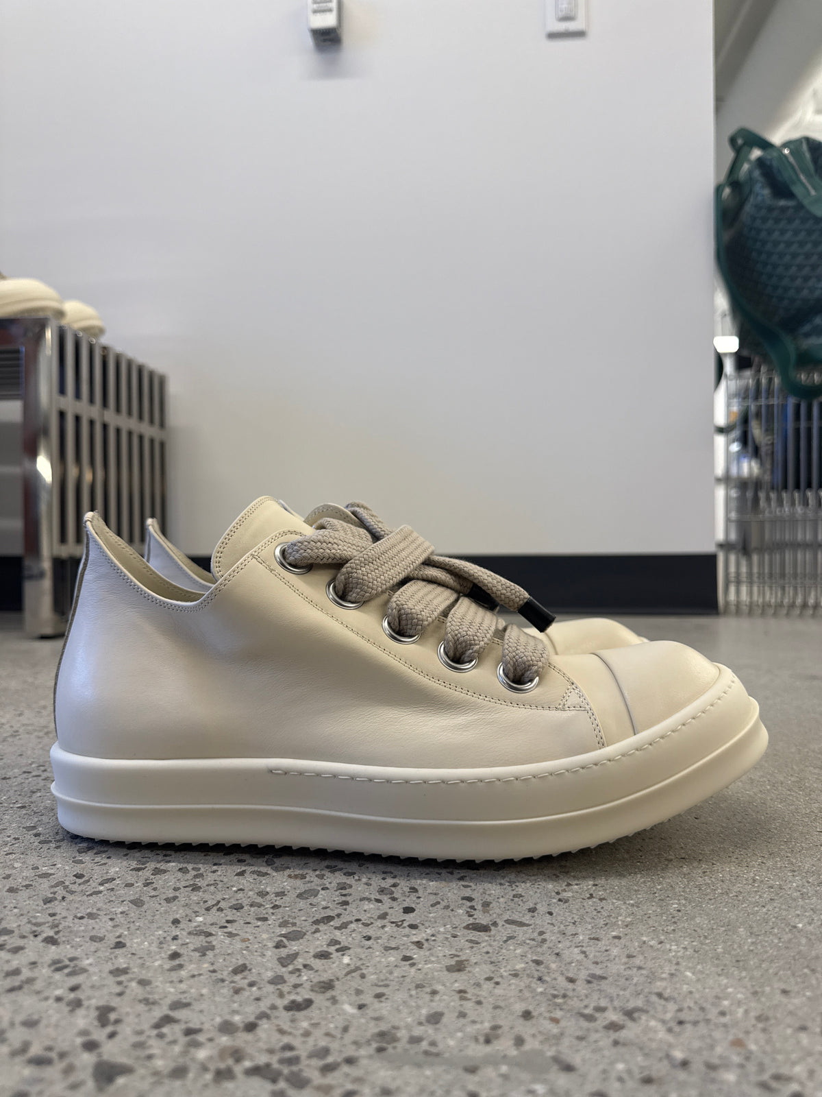 Rick Owens Mainline Milk Leather Jumbo Lace Sneakers