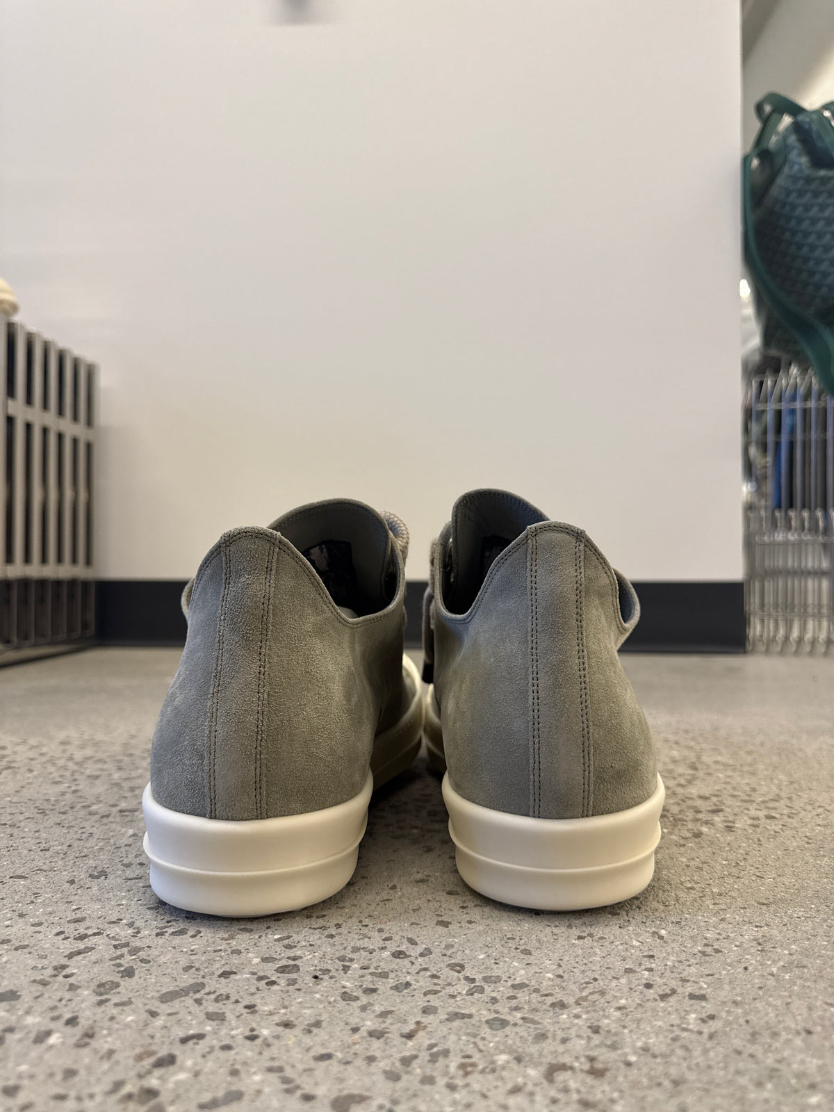 Rick Owens Mainline Dark Pearl Suede Jumbo Lace Sneakers