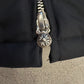 Chrome Hearts black Cobra racing jacket bottom hem zipper with silver floral cross pull