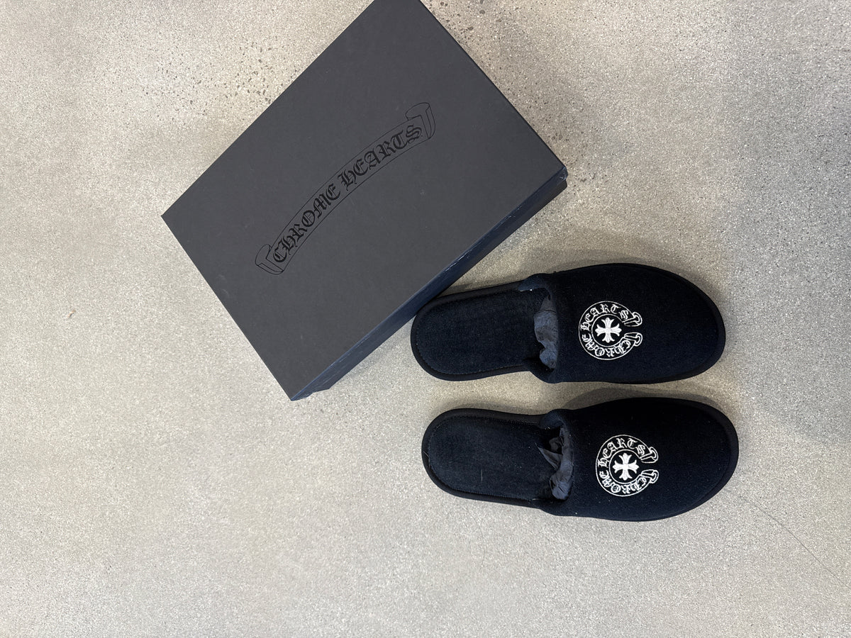 Chrome Hearts Black Horseshoe Hotel Slippers